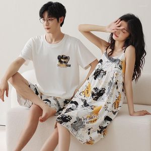 Men's Sleepwear 2023 Cotton Nightwear For Couples Summer Men Shorts Pijamas Women Sexy Korean Fashion Nightdress Young Girl