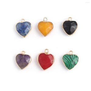 Pendant Necklaces 10 Pcs Heart Shape Faceted Random Healing Crystal Stone Pendants Agate Charms For Making Jewelry Necklace Gift