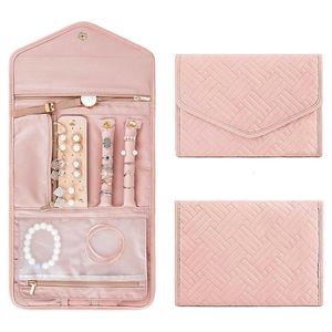 Smyckeslådor Fällbar bärbar resväska för halsbandörhängen ringar Fall Organiser Journey Storage Bag Girls 230926