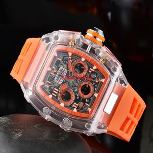 2021 männliche Uhr Männer freizeit Quarz Uhren Transparent Zifferblatt Farbe Gummi Strap Kleine Zeiger Arbeits Watches235q