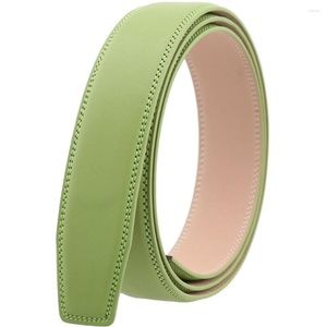 Cinture Cintura verde larghezza 3,5 cm senza fibbia Coda quadrata Vendita all'ingrosso automatica del corpo in vera pelle da uomo di alta qualità