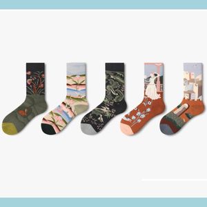 Гетры французского дизайна, женские длинные носки с мультяшным принтом, креативные персонализированные новинки, мужские носки, зимние теплые удобные хлопковые носки Deli Dhfs8