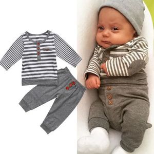 Conjuntos de roupas Novo 0-24m Bonito Bebê Meninas Algodão Tops O-pescoço T-shirt + Calças Compridas Cintura Alta Roupas Casuais Recém-nascidos Conjunto Meninos Roupas 230927