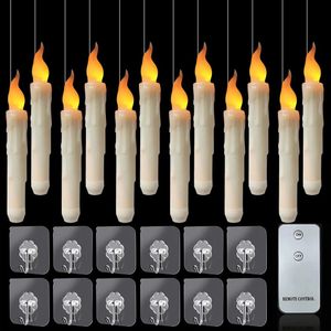 Ljus 12st Flameless Floating LED Candle Battery Operated Window Taper Set With Remote Control Enkel att använda Children Toys Gift 230921