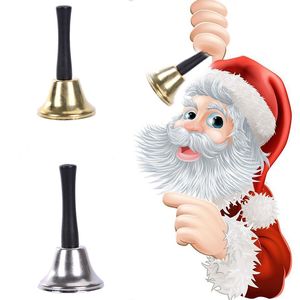 Christmas Hand Bell Portable Santa Claus Rattles Party Xmas Decorations Wooden Handle Bells Props Christmas Decorations Q600