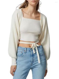 Women's Knits Tie-Up Cardigan Fashion Open Front/Backless Shrugs Tops Long Sleeve Crop Pullovers Solid Knit Sweater Coat Outerwear