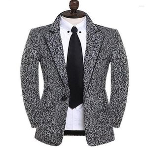 Trench da uomo Grigio Slim Abbigliamento Cappotto da uomo Medio-lungo Casacos Masculinos Moda Capispalla di lana Pisello Inverno Uomo Giacca di lana