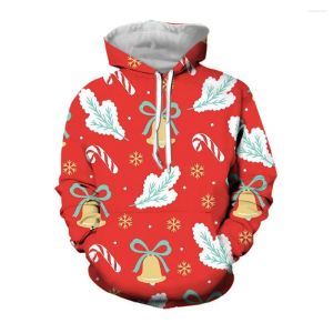 Erkek Hoodies Jumeast 3d Santa Ren Geyiği Baskılı Erkekler 2000S Estetik Karikatür Noel Grafik Grafik Kapüşonlu Festival Giyim Katları