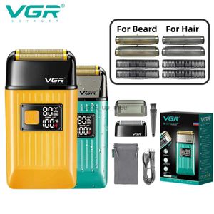 電気シェーバーVGRヘアトリマープロフェッショナル電気カミソリIPX6防水ヘア切断機LEDディスプレイエレクトリックフォイルシェーバーV-357 YQ230928