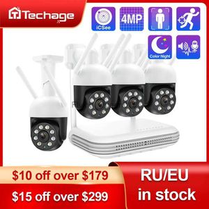 CCTV Lens Techage H.265 8CH 4MP Wireless Camera System Humanoid Auto Tracking Smart AI PTZ Camera Two-way Audio Mini WiFi Surveillance Set YQ230928