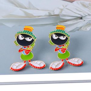 Dangle Earrings Fashion Trend Design Green Cartoon Cute For Women Little Metal Figure Jewelry Party Preferred Accessories