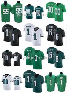 DHGATE Custom Football Jersys Kelly Green Hurts Smith Sanders Slay Jr Kelce Dawkins Brown Cunningham Graham Vick Yakuda Stitched Jersey