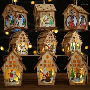 Decorazioni per l'albero di Natale della casa in legno chiaro di Natale a LED per la casa, le vacanze, gli ornamenti appesi, il regalo luminoso per le feste1239d