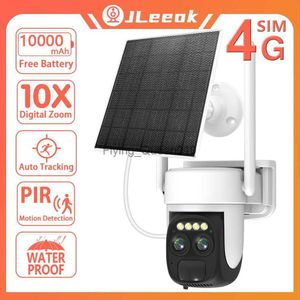 Jleeok 4K 8MP 4G SIM -карта с двойной линзой WIIF Солнечная батарея PIR Объяснение человека на открытом воздухе камера видеонаблюдения YQ230928