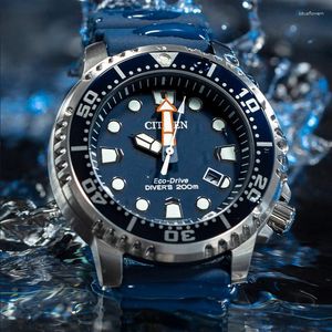 Relojes de pulsera Marca Sport Watch Men BN0150 Serie Eco-Drive Diseño de moda a prueba de agua Fecha automática Correa de silicona Movimiento de cuarzo