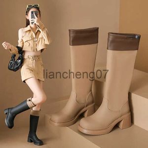 Buty kobiety Środkowe obcasy Chelsea kostki platforma Platforma Chunky Buty 2023 Zima nowe modne zamek błyskawiczne Buty Pumps Punk Motorcycle Botas x0928