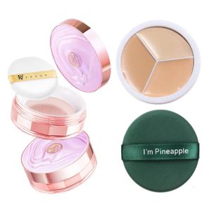 Face Powder FV Loose Set With Puff och 3 Colors Foundation Waterproof Matte Setting Makeup Oilcontrol Professional Cosmetics 230927