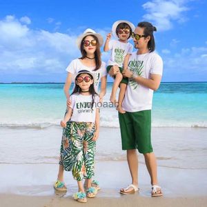 Passende Familien-Outfits Eltern-Kind-Neues Sommer-Kurzarmset Familie Lässig Kommen Sie am Meer Urlaub Mode Passende Familien-Outfits YQ230928