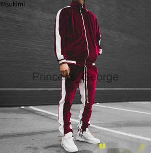 Herrspårar Nya 2023 Spring Autumn Men's Velvet Set Sport Suit Male Velor Thick Hoodies Panties Pants Warm Sweatshirt Sportwear Tracksuit For Men x0627