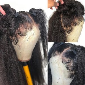 New launched Natural 4c edges wig 360 kinky straight hd 13x4 lace front wig with kinky edges ultr realistic and super natural looking