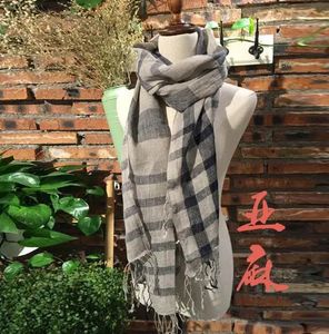 Scarves 100 Linen Black Plaid Tassel Woman Scarf Hijab Foulard Shawls Scarve For Spring and Autumn 230928