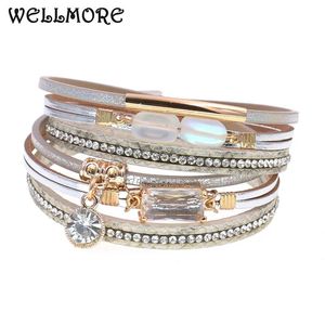 Armreif WELLMORE Mode Glasarmband Leder Charm Armbänder für Frauen Luxus Hochzeit Statement Schmuck Großhandel Tropfen 230928