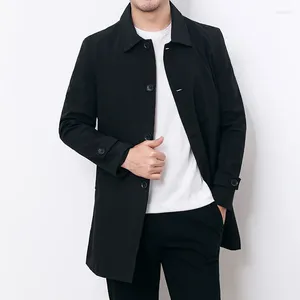 Men's Trench Coats Autumn Winter Casual Mens Overcoat Thick Windbreaker Coat Plus Size Long Black Male Outerwear Boys Xxxl 4xl