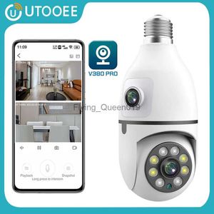 CCTV obiektyw 6mp podwójny obiektyw E27 żarówka Ptz WiFi kamera wewnętrzna 4MP podwójny ekran automatyczne śledzenie zabezpieczenia kamery V380 Pro YQ230928