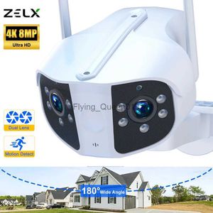 Lente CCTV 8MP 4K HD Wifi IP Câmera Ao Ar Livre Lente Dupla 180 Grande Angular Câmera de Segurança 6MP Panorâmica CCTV Vigilância por Vídeo AI Detecção Humana YQ230928