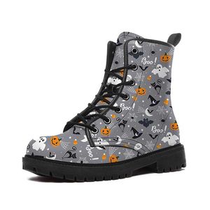 Nya Halloween Short Boots Autumn/Winter British Workwear Cartoon Printed Women's Large Combat 230830