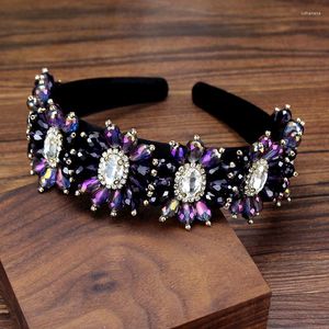 Klipsy do włosów romantyczne luksusowe fioletowe kryształowy koraliki kobiety ślubne nakrywacze na głowę opaska na głowę diamante fryzjer biżuteria