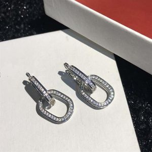 Hoop Huggie Brand Fashion Jewelry French Celi Style Oval Zircon Stud Earring Women Crystal Dangle Pendant Earrings EarNop Gift197g