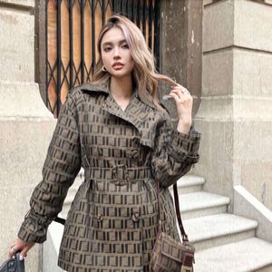 F F Trench da donna firmati di lusso Giacca da donna Giacca a vento Cappotto con cintura ampia Trench corto casual femminile