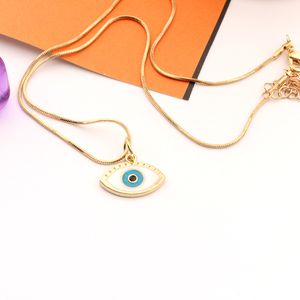 S3825 Fashion Jewelry Evil Eye Pendant Necklace For Women Snake Chain Blue Eyes Choker Halsband