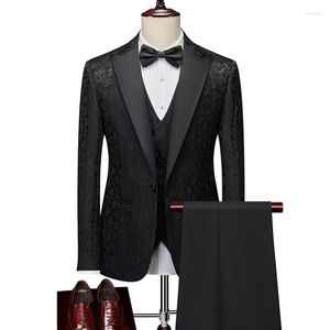 Ternos masculinos 2023 moda casual boutique arco design sina casamento anfitrião terno 3 pçs conjunto vestido blazers jaqueta calças colete casaco