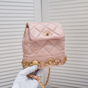 Mini-Rucksack Designer 23B Geldbörse, Designer-Rucksack für Damen, rosa Büchertaschen, Umhängetasche, luxuriöser Schulrucksack, Handtaschen, Clutch-Kette, Leder, Goldmünzen-Rucksäcke