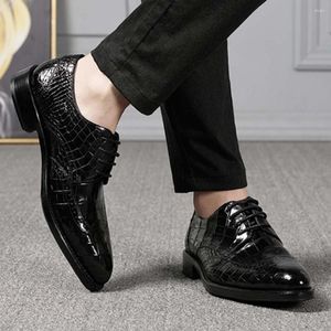 Leiqwsure Buswqiness Shoes Men Men ForQwmal Crocodile DQWress Huwqlangzhishi Ручной настройки Leaqwther lacewq-up 684 356