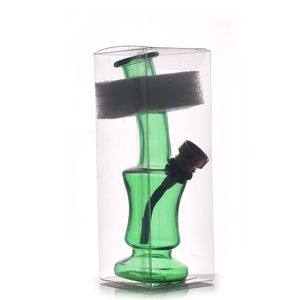 Großhandel kleine Wasserpfeife Reisen buntes Glas Wasser Dab Rig Bong Tabakpfeife Recycler Ash Catcher Bongs mit Downstem-Metallraucher-Trockenkräuterschale