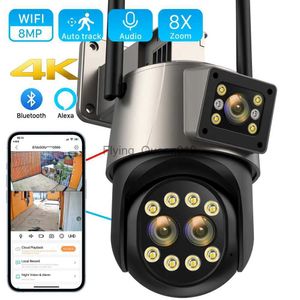 CCTV Lens 8MP 4K IP Camera Wifi Outdoor Camera Three Lens 8X Zoom Ai Human Detect Auto Tracking Wifi Survalance Camera Support iCSee YQ230928