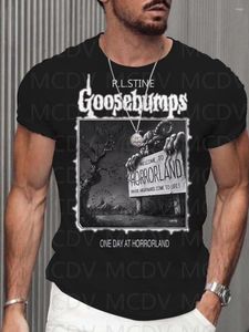 Camisetas masculinas retrô dos anos 90 Goosebumps One Day At Horrorland Halloween Camiseta casual com estampa