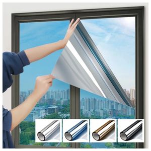 Väggklistermärken 358m fönster integritetsfilm One Way Mirror Anti UV Sun Blocking Heat Control Reflective Glass Tint Sticker for Home Office 230927