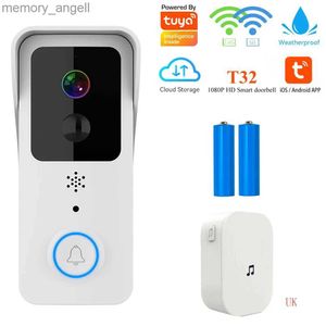 Dörrklockor Tuya Outdoor Wireless Doorbell Smart Home Intercom Video Doorbell Camera 5G WiFi Camera för hemmvattentät säkerhetsskydd YQ230928