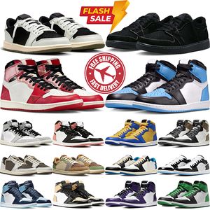 air jordan 1 Erkek Kadın 1 S Basketbol Ayakkabı Üniversitesi Mavi Obsidiyen Gümüş Toe Büküm Bloodline UNC Erkek Trainer Spor Sneakers