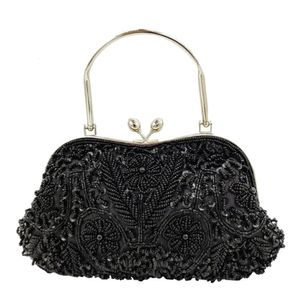 Evening Bags Boutique De FGG Elegant Frame Women Formal Beaded Evening Purses and Handbags Bridal Sequins Clutch Bag Cocktail Party Bag 230927