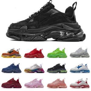 2022 NOWOŚĆ MĘŻCZYZN KOBIETY TAD BUTY 17FW TRIPLE S Casual Buty Clear Bubble Bottom Men Sneakers Black Red Old Grandpa Trener Chaussures 36-45 UM43H