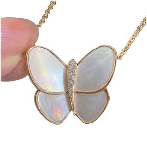 Ожерелье Arpes Van-Clef, дизайнерское женское оригинальное качество, модное золотое ожерелье с большой бабочкой, женское розовое золото, светлый роскошный белый серый кулон Beimu