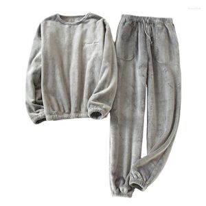 Homens sleepwear homens pijama conjuntos de inverno térmico fofo moletom jogger calças lounge conjunto casal flanela homewear roupas quentes para casa