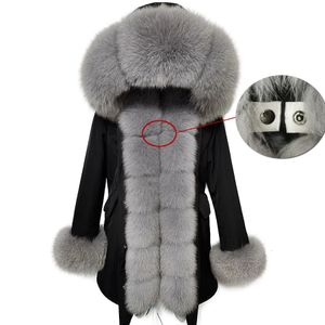 Women's Fur Faux Fur MaoMaoKong Natural Real Fur Jacket Hooded Black Waterproof Woman Winter Warm Coat Parkas Luxury Jacket Female Clothing 230927