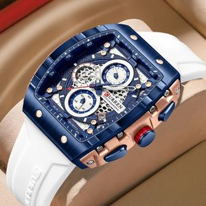 Armbandsur Curren Top Brand Mens Watches Luxury Square Quartz armbandsur vattentät lysande kronograf Klocka för män datumklocka 230927