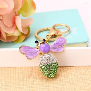 Party Favor 50st/Lot Rhinestone Bee Keychain Purse Hanger Baby Duschar Dop Birthday Favors and Gift Souvenirs